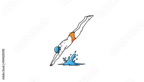 A swimmer diving into the water in a dynamic illustration