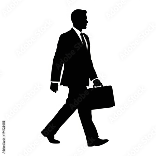 Businessman Walking with Briefcase Silhouette.
