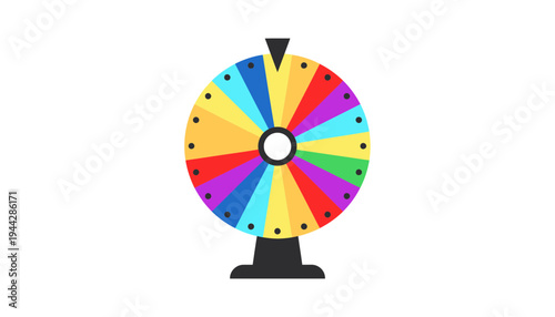 A colorful wheel of fortune icon illustration with multiple sections