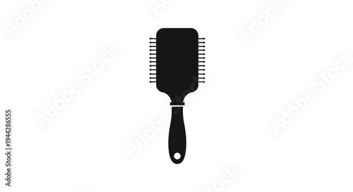 Black Paddle Hair Brush Icon Silhouette Isolated on White Background