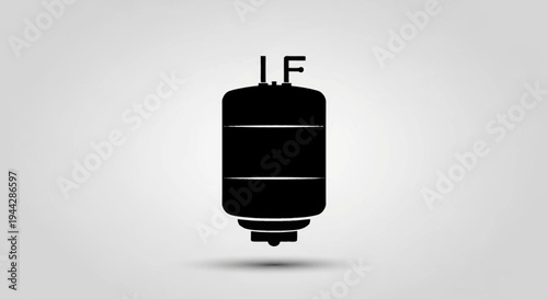 Black Silhouette of a Gas Tank or Pressure Vessel on a Gray Textured Background
