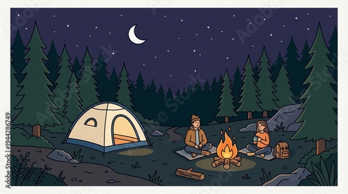camping in the woods