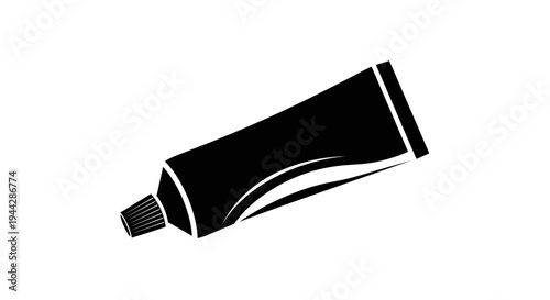 Black and white icon of a squeezed tube with a cap, representing cream, paste, or ointment