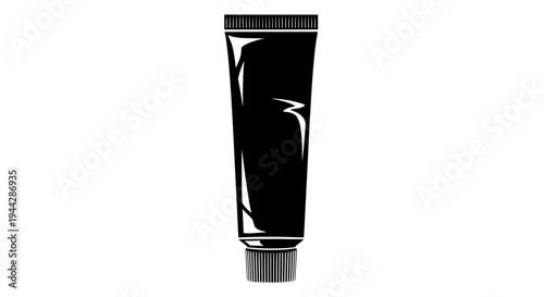 Black Cosmetic Tube Icon, Simple Vector Illustration of Cream or Ointment Container