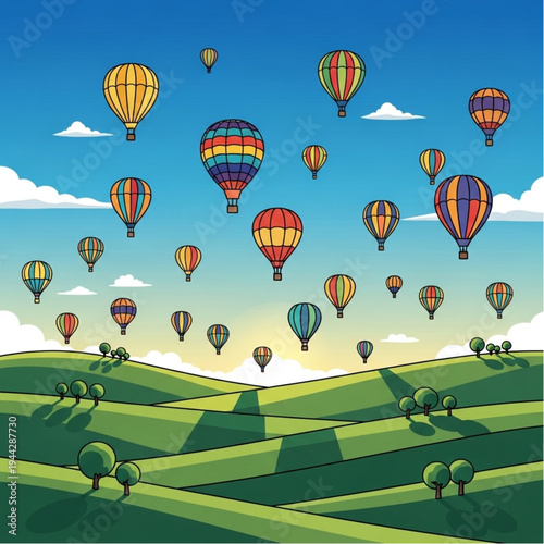 Colorful Hot Air Balloons Flying High.