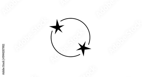 Abstract Circular Motion with Two Stars, Dynamic Rotation Symbol, Graphic Element