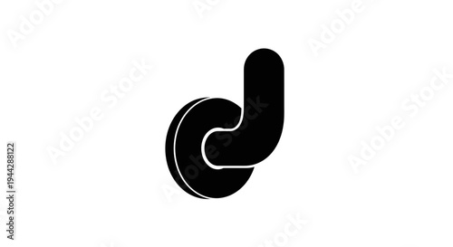 Black Abstract Letter D Logo, Modern Minimalist Design