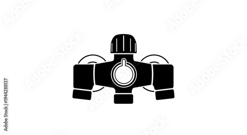 Black and white icon of a gas regulator valve with pressure gauge