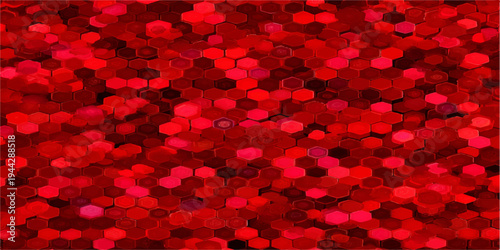 Abstract red bokeh background with a decorative pattern of romantic hearts and soft light texture for a Valentine's Day celebration wallpaper or wedding card vector illustration