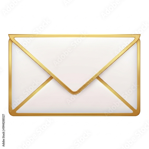 Gold Envelope with White Background and Flap.
