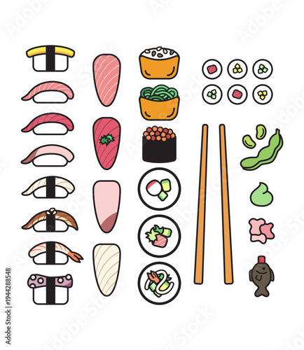 Sushi icon set