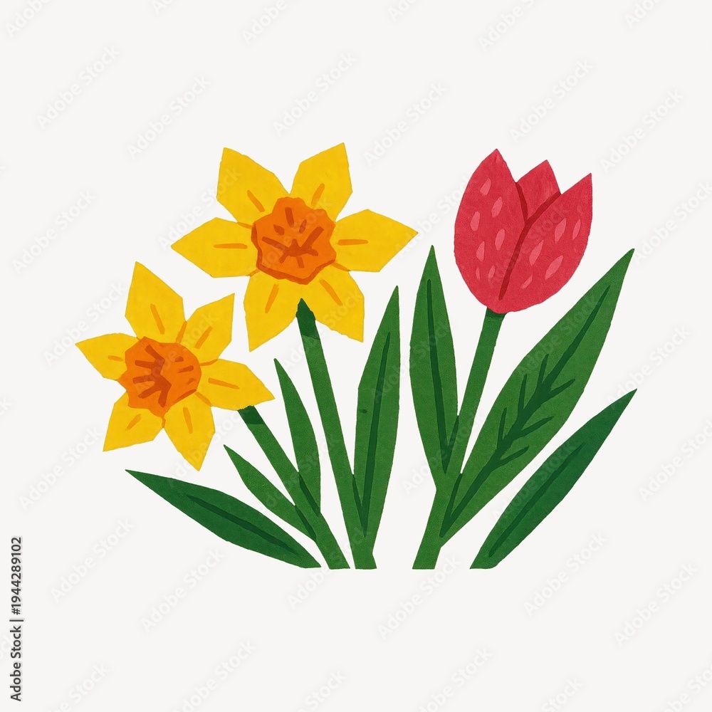 Fototapeta premium Colorful spring flower illustration