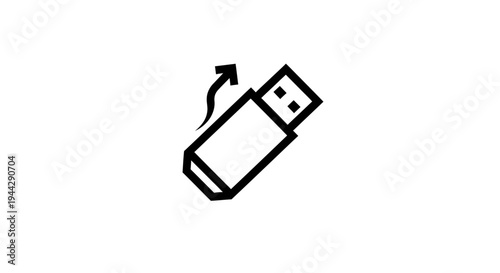 USB Flash Drive Icon with Wavy Arrow - Data Storage and Transfer Concept