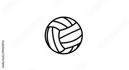 Volleyball Ball Icon, Simple Line Art, Isolated on White Background, Sport Equipment