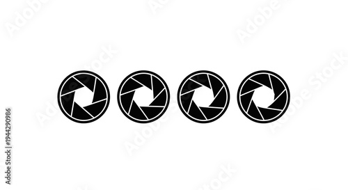 Set of Four Camera Aperture Icons Isolated on White