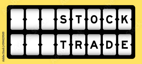 Black color in word stock trade on slot banner with yellow color background