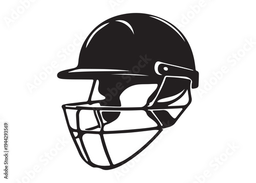 cricket helmet logo silhouette vector, batsman helmet logo silhouette vector illustration, safety helmet logo silhouette, sports protection equipment helmet logo silhouette design on white background