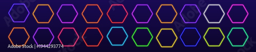Set of radiant neon borders with flowing light vector