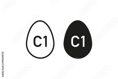 C1 egg label outline and solid icon set