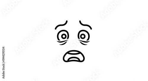 Scared Face Icon, Frightened Expression, Shocked Eyes, Open Mouth, Fear Emotion, Vector Illustration