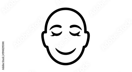 Serene Face Icon, Closed Eyes, Smiling, Peace, Calmness, Relaxation, Mindfulness, Well-being