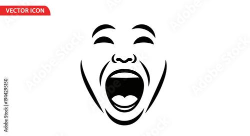 Screaming Face Vector Icon - Expression of Shock, Fear, or Joy