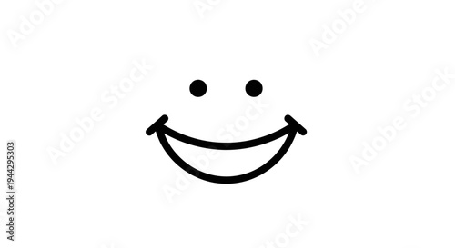 Simple Black and White Smiley Face Icon on White Background