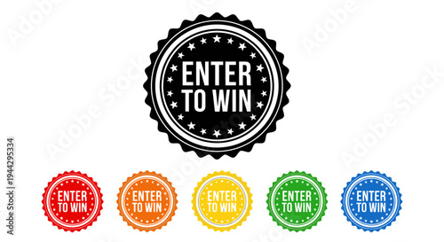 Set of Colorful Enter to Win Promotion Badges