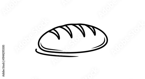 Simple Line Art Icon of a Loaf of Bread