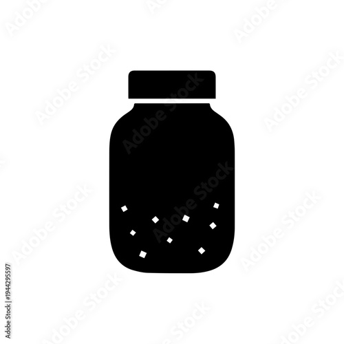 Calm down jar black silhouette icon. Sensory bottle for autism awareness. Vector illustration isolated on white background