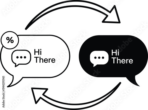 Communication cycle diagram with speech bubbles