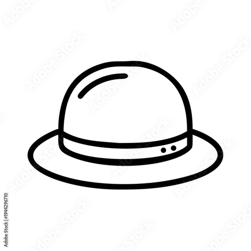 A black line drawing of a bowler hat