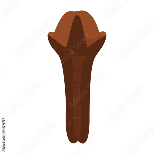 Single Clove Bud Vector Illustration Isolated on White Background