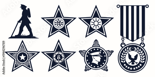 Collection of law enforcement and military badges and insignias