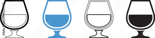 Four wine glasses in different color variations showcasing design options