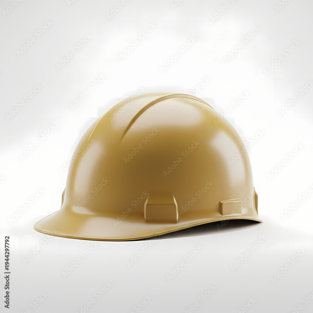 Fototapeta premium The worker wearing an orange helmet sits on a site outdoors