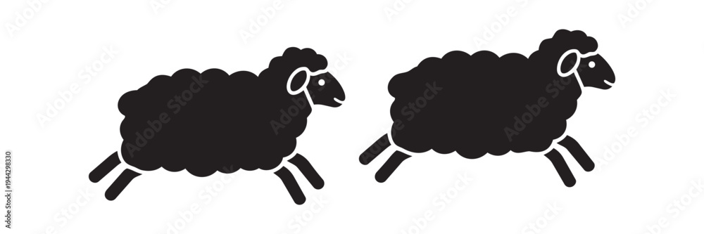 Obraz premium Jumping sheep silhouette icon representing the counting sheep sleep concept vector animal illustration