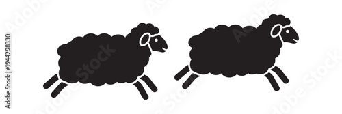 Jumping sheep silhouette icon representing the counting sheep sleep concept vector animal illustration