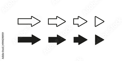 Minimal arrow direction icons set outline and solid style