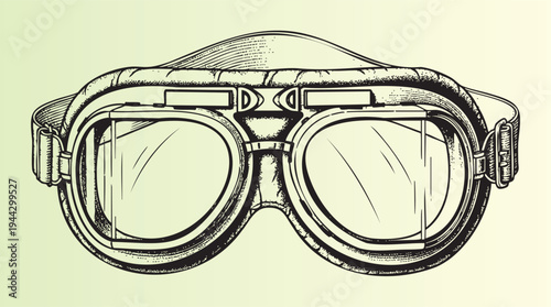 Vintagestyle protective aviation goggles with leather frame and glass lenses