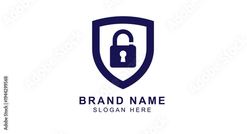 Abstract Shield and Padlock Logo Design for Security and Protection Branding.