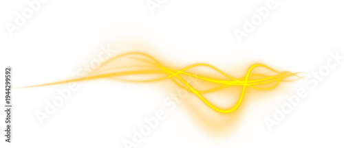 Abstract neon light wave on transparent background PNG. Glowing energy ribbon curves smoothly through space. Spark particles scatter along the luminous motion trail.