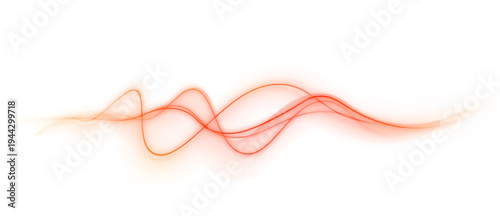 Brilliant red curves race through a glowing horizon, leaving bright motion trails. Light fragments shimmer around the path. The atmosphere feels intense.