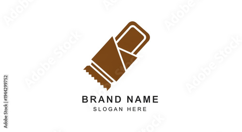 Chocolate bar logo design with wrapper, perfect for branding sweet treats and confectionery businesses.