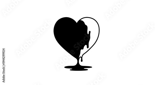 Melting Heart Black Silhouette Dripping Liquid Symbolizing Love Loss Sadness