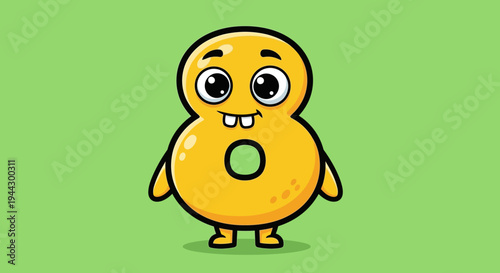 Cute Cartoon Number 8 Character