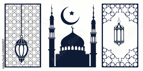 Three distinct architectural structures featuring a church, mosque, and temple