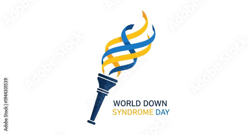 World down syndrome day awareness symbol with torch and ribbon