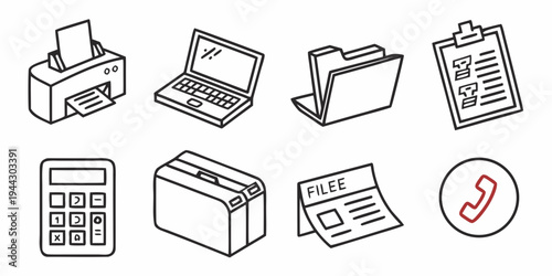 A collection of various office equipment and tools for productivity and organization