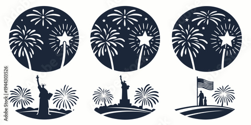 Three stages of a fireworks display over a city skyline at night